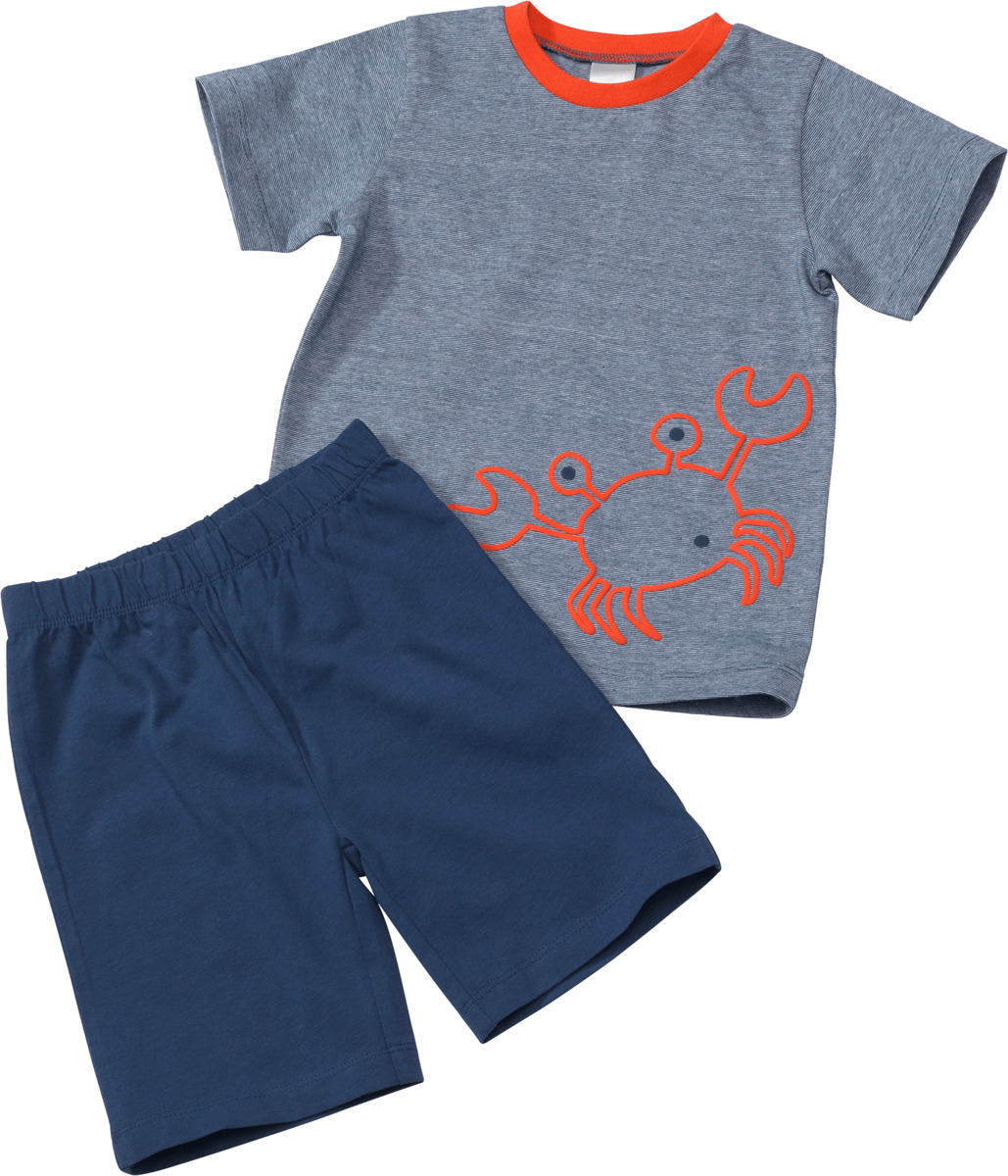 Bild 1 von PUSBLU Kinder Schlafanzug, Gr. 104, aus Bio-Baumwolle, blau
