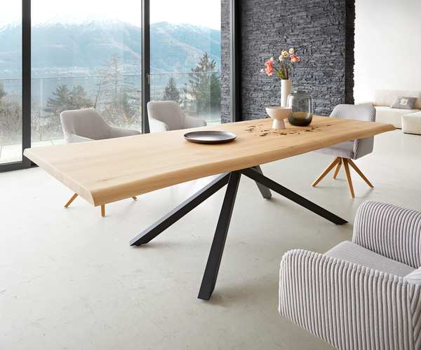 Bild 1 von Esstisch Edge 260x100 Eiche Natur Kreuzgestell Rechteck Schwarz Live-Edge