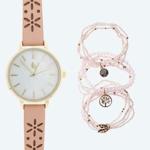 Crystal Blue Uhr Quarz + Armbandset rosa