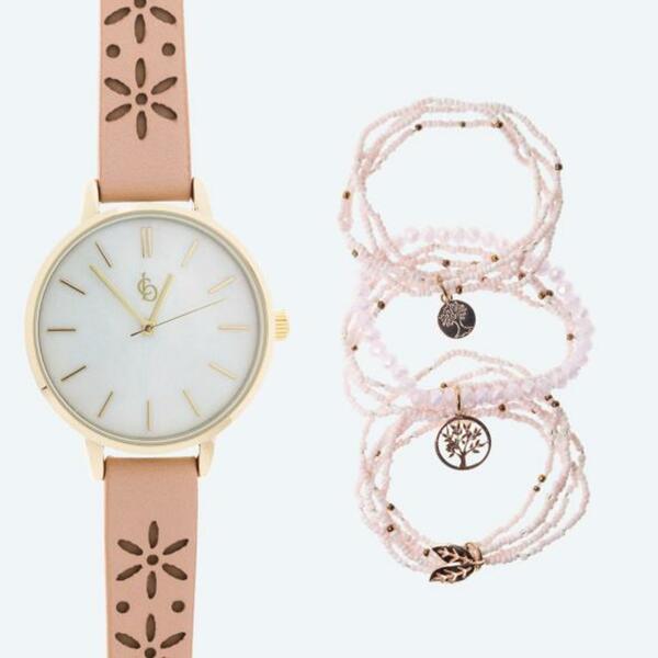 Bild 1 von Crystal Blue Uhr Quarz + Armbandset rosa