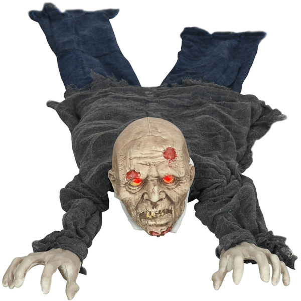 Bild 1 von HOMCOM Halloween-Dekoration Zombie Untoter, 1,40 m Lebensechte Größe Halloween-Zombie mit Rot Leuchtende Augen, Garten Dekoration mit Heul-Geräusch