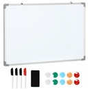 Bild 1 von HOMCOM Magnetisches Whiteboard, Magnettafel, Magnetboard, Notiztafel Magnetwand inklusive 4 Stifte, 1 Schwamm, 10 Magnete, Trocken Abwischbar, Weiß, 90 x 60 cm