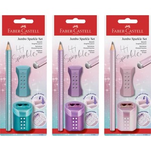 Faber Castell - Jumbo Sparkle Set - Bleistift, Spitzdose, Radierer - 1 St&uuml;ck