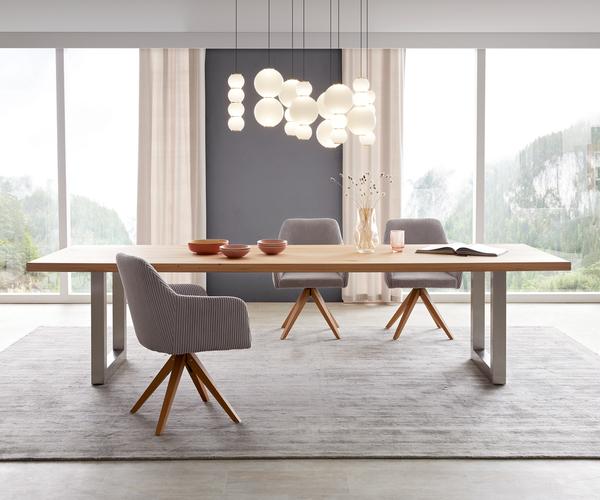 Bild 1 von Esstisch Edge 300x100 Eiche Natur Edelstahl Breit