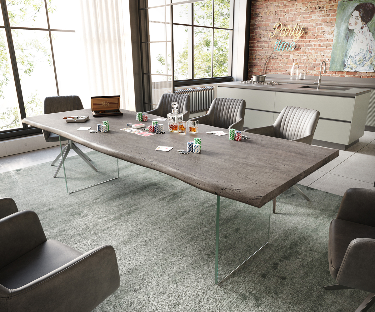 Bild 1 von Esstisch Edge 260x100 Akazie Platin Glas Live-Edge