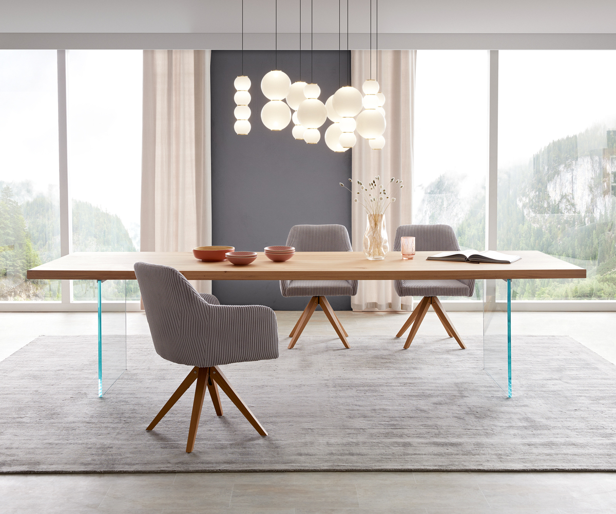 Bild 1 von Esstisch Edge 300x100 Eiche Natur Glas