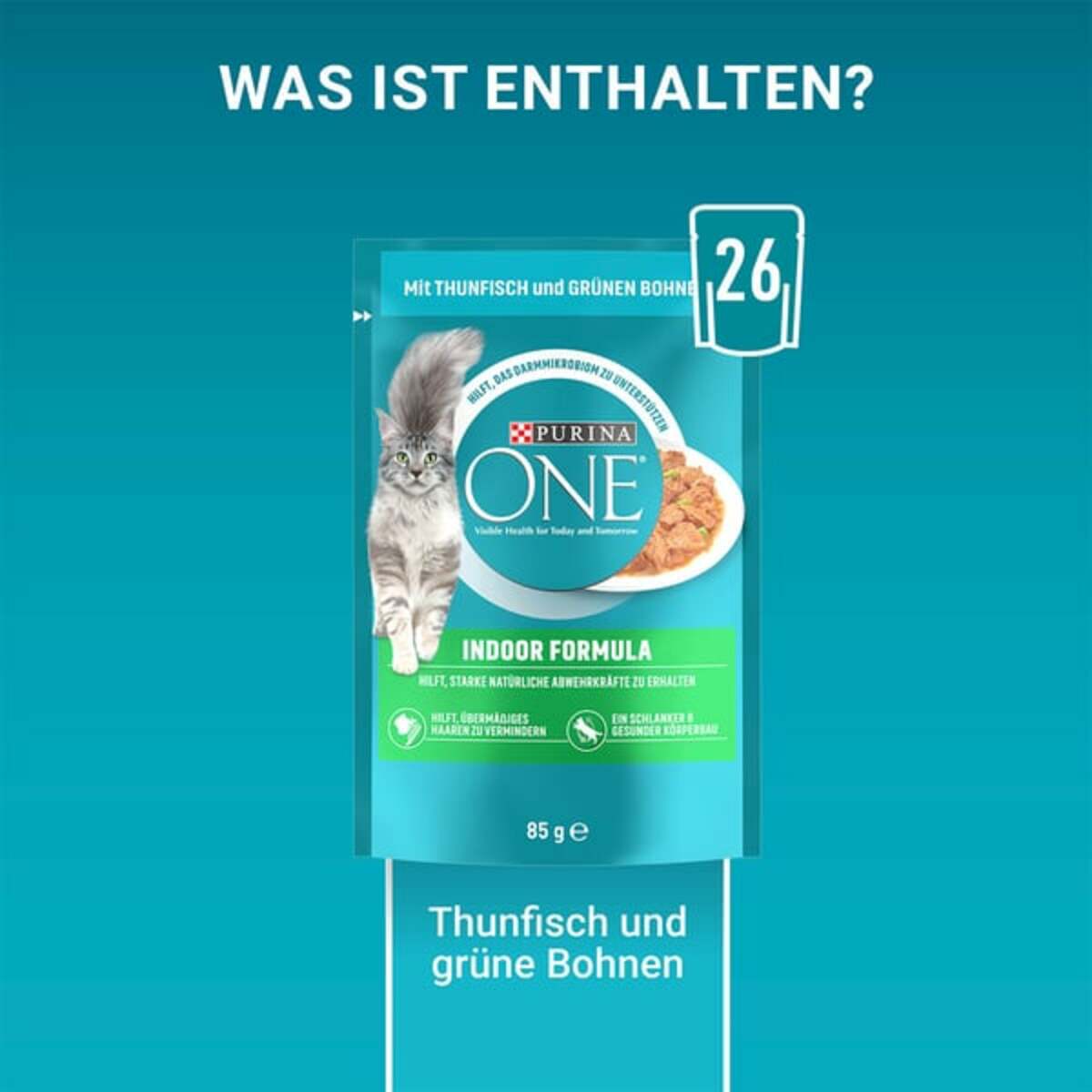 Bild 2 von PURINA ONE INDOOR FORMULA in Sauce Thunfisch 26x85g