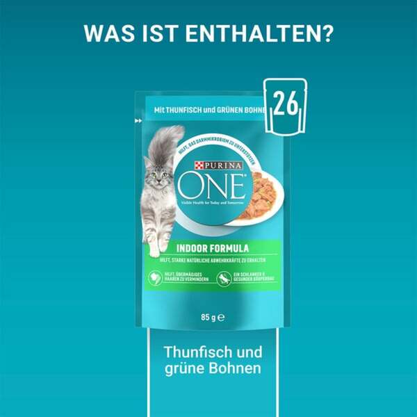 Bild 2 von PURINA ONE INDOOR FORMULA in Sauce Thunfisch 26x85g