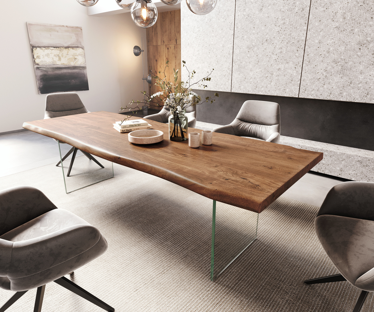 Bild 1 von Esstisch Edge 260x100 XL Akazie Braun Glas Live-Edge
