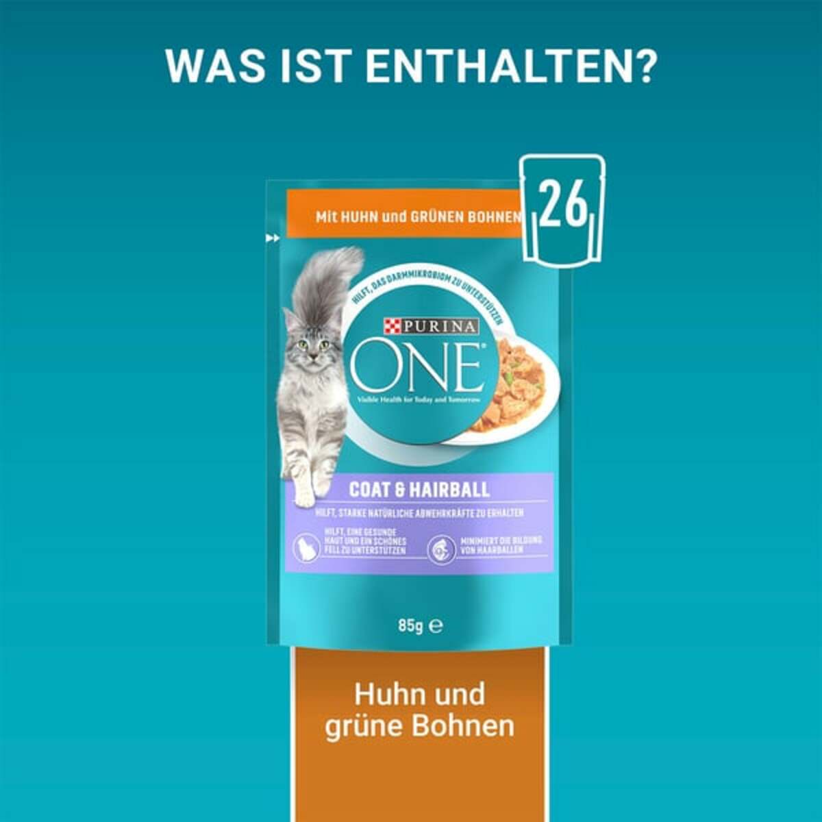 Bild 2 von PURINA ONE COAT & HAIRBALL in Sauce Huhn 26x85g