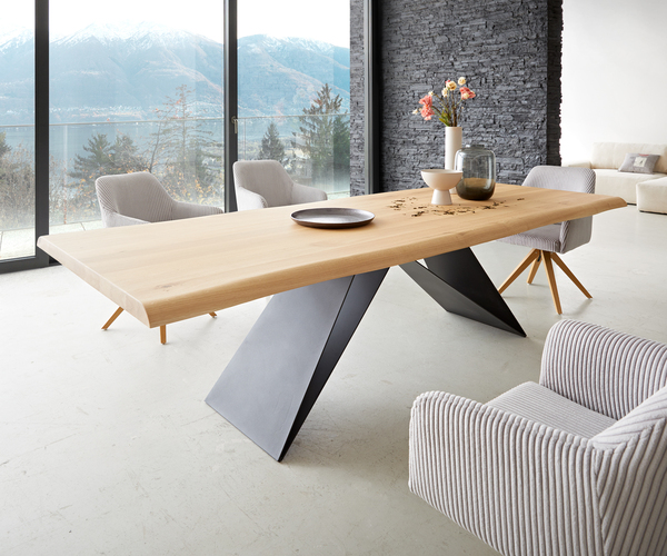 Bild 1 von Esstisch Edge 260x100 Eiche Natur V-Gestell Flachstahl Schwarz Live-Edge
