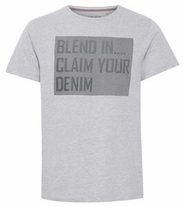 BLEND Tee Herren Baumwoll-T-Shirt mit Print nachhaltiges Kurzarm-Shirt 20712787 200274 Grau