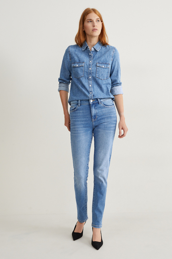 Bild 1 von C&A Slim Jeans-Mid Waist-Shaping Jeans-LYCRA®, Blau, Größe: 50
