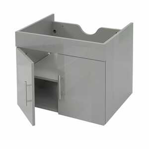 Waschbeckenunterschrank MCW-D16, Waschtischunterschrank Waschtisch Unterschrank Badmöbel, hochglanz 60cm ~ grau
