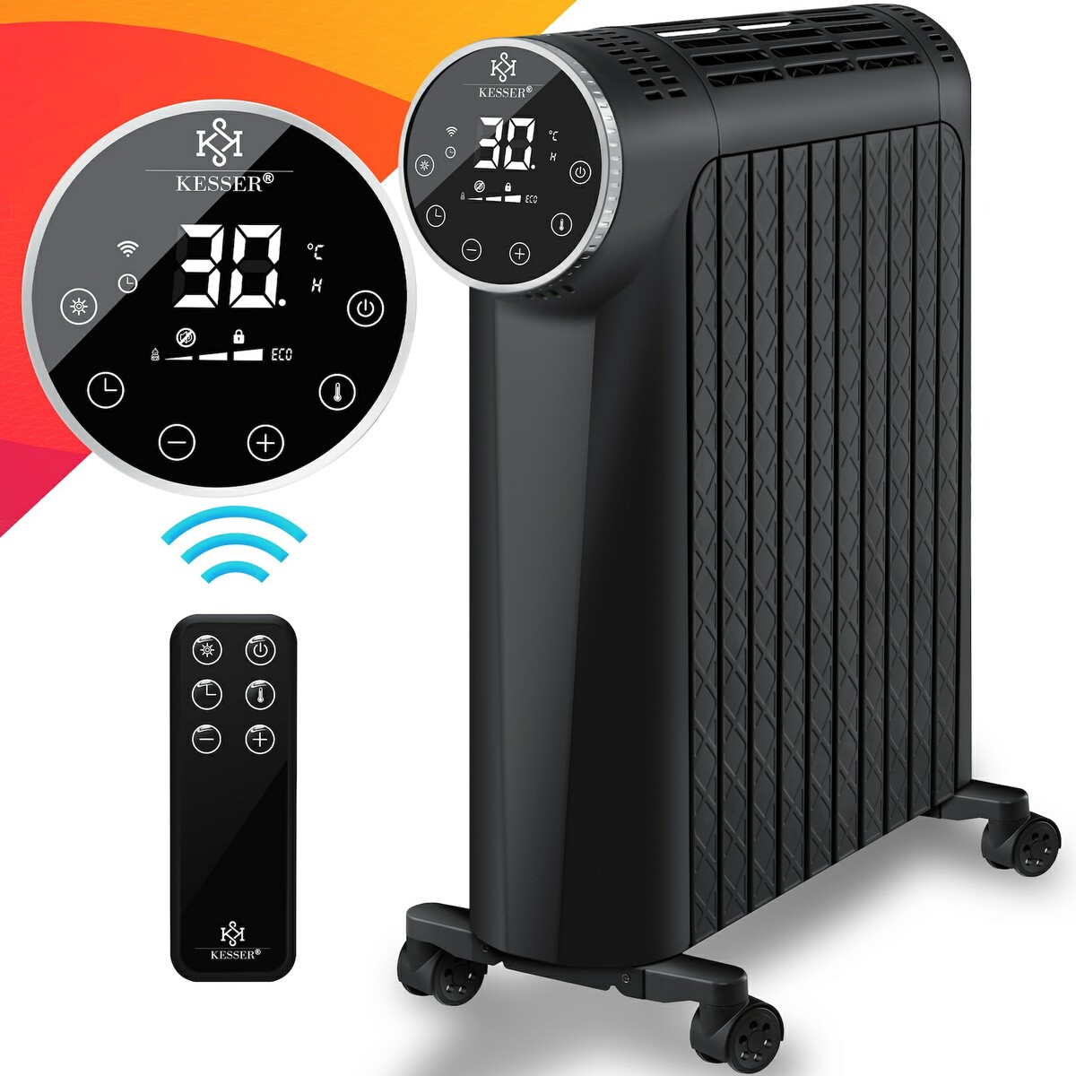 Bild 1 von KESSER® Ölradiator 2500W Elektrische Heizung Heizkörper Elektroheizung  energiesparend mit Display WiFi App & Fernbedienung Touchscreen - Mobil Öl Radiator 24h Timer, Thermostat & Überhitzungssc