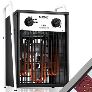 MASKO® Elektroheizer Heizlüfter Bauheizer mit integriertem Thermostat elektrisch Heizgerät mit 3 Heizstufen Heizgebläse für Innen- und Außeneinsatz Überlastschutz Elektroheizgebläse
