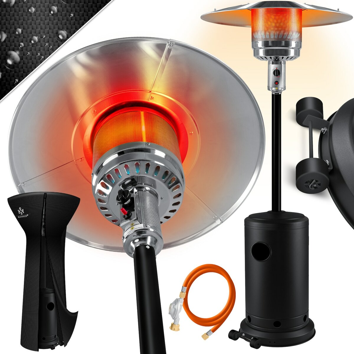 Bild 1 von KESSER® Heizstrahler Gas Heizpilz für Terrasse Terrassenheizer, 14kW Gasheizstrahler , Wärmestrahler, Heizgerät, mit Kippschutz und Abschaltautomatik -   , inkl. Schutzhülle