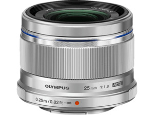 OLYMPUS M.ZUIKO Digital 25mm 1:1.8 25 mm - f/1.8 MSC (Objektiv für Micro-Four-Thirds, Silber)