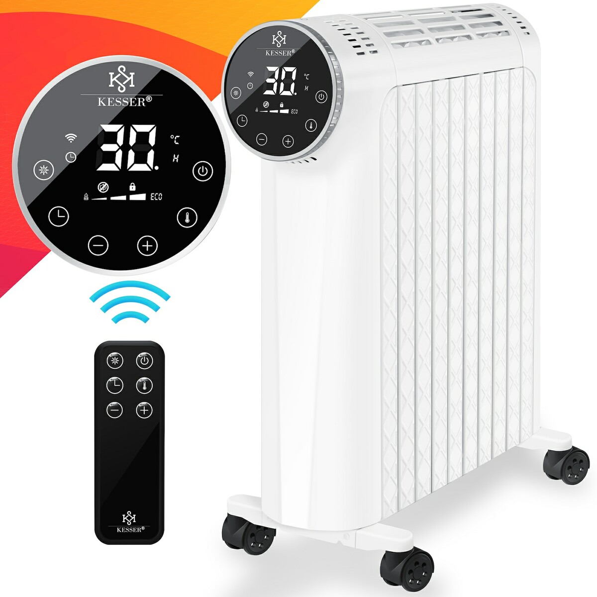 Bild 1 von KESSER® Ölradiator 2500W Elektrische Heizung Heizkörper Elektroheizung  energiesparend mit Display WiFi App & Fernbedienung Touchscreen - Mobil Öl Radiator 24h Timer, Thermostat & Überhitzungssc