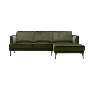 Ecksofa CHARLESTON oliv - Samtbezug - Ausführung rechts - Breite 232 cm - Höhe 82 cm - Tiefe 151 cm - Grün