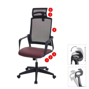 Bürostuhl MCW-J52, Drehstuhl Schreibtischstuhl, ergonomisch Kopfstütze, Kunstleder ~ bordeaux-rot