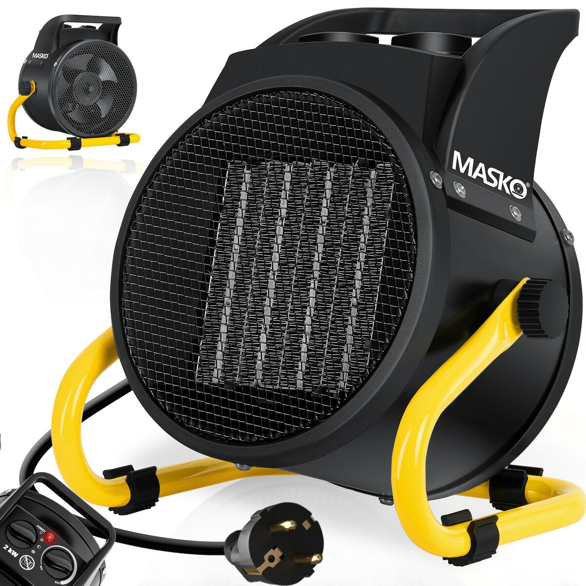 Bild 1 von MASKO® Elektroheizer Heizlüfter Bauheizer Keramik Heizstrahler elektrisch Heizgerät mit Thermostat Elektroheizer mit 3 Heizstufen, Heizgebläse für Innen- und Außeneinsatz