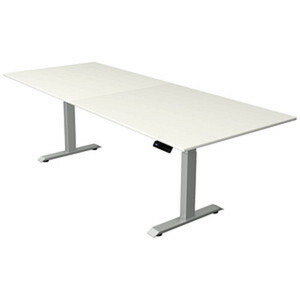 Kerkmann Move 4 elektrisch höhenverstellbarer Schreibtisch weiß rechteckig, T-Fuß-Gestell silber 250,0 x 100,0 cm