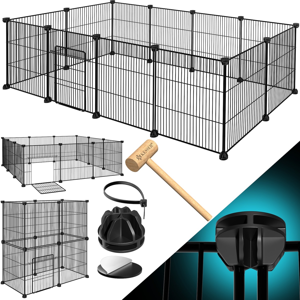 Bild 1 von KESSER® Freigehege Gittergehege für Kaninchen aus Metallgitter XXL inkl. Tür Kleintiergehege Meerschweinchen Gehege Freilauf, Kleintierkäfig Laufgitter Hasenstall für Innen - draußen