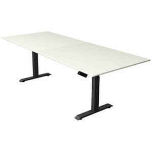 Kerkmann Move 4 elektrisch höhenverstellbarer Schreibtisch weiß rechteckig, T-Fuß-Gestell grau 250,0 x 100,0 cm