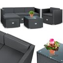 Bild 1 von KESSER® Polyrattan Lounge Aruba – Gartenlounge für 4-5 Personen Gartenmöbel-Set Sitzgruppe aus 3er Gartensofa, Sessel, Hocker und Beistelltisch mit Sitzkissen - für Garten, Terrasse und Balkon