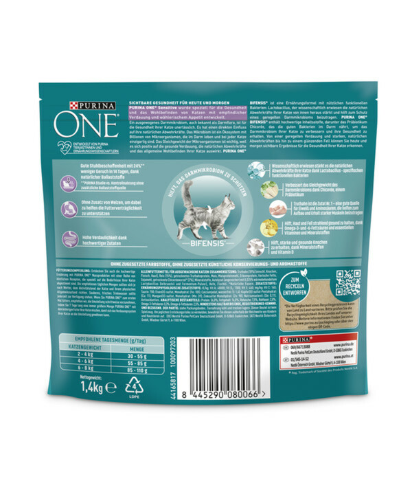 Bild 2 von PURINA ONE® Trockenfutter für Katzen Sensitive, Adult, Truthahn, 1,4 kg