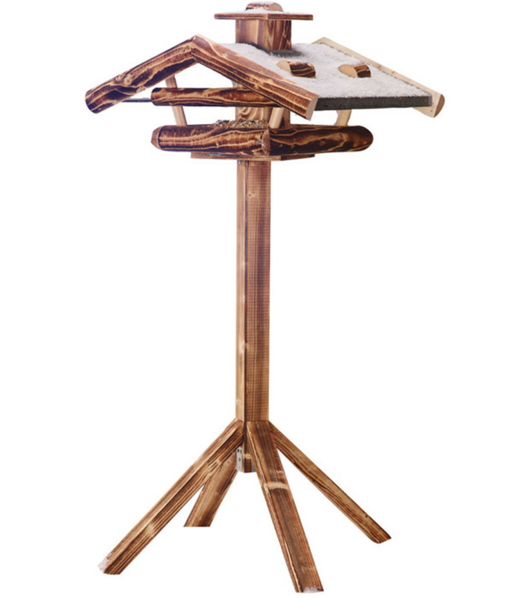Bild 1 von Dehner Natura Futterhaus Wendelstein, geflammt, inkl. Ständer, ca. B76/H142/T55 cm