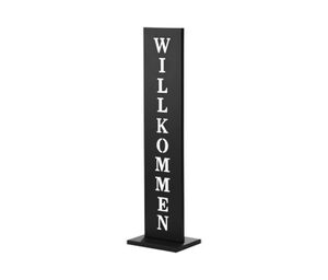 Standschild »Willkommen«, schwarz