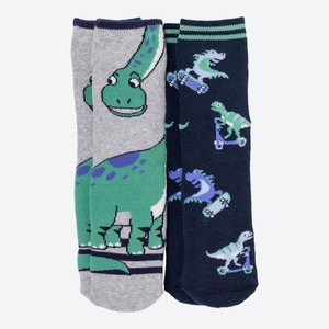 Kinder-Jungen-Thermo-Socken in Dino-Design, 2er-Pack