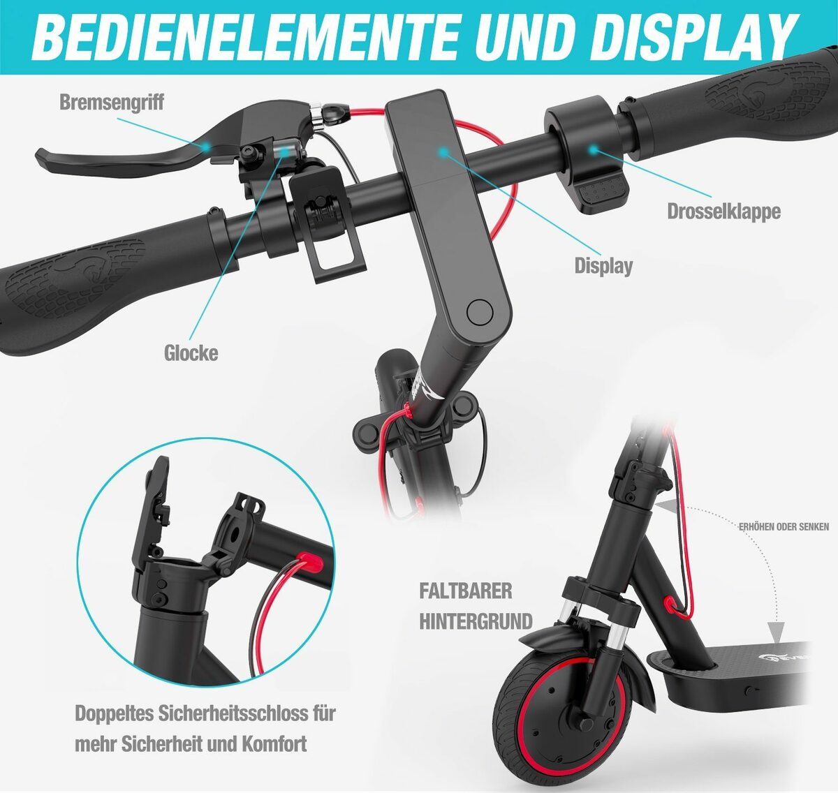 Bild 3 von Evercross E-Scooter, mit Straßenzulassung ABE mit APP, 8.5" E-roller Max 25km