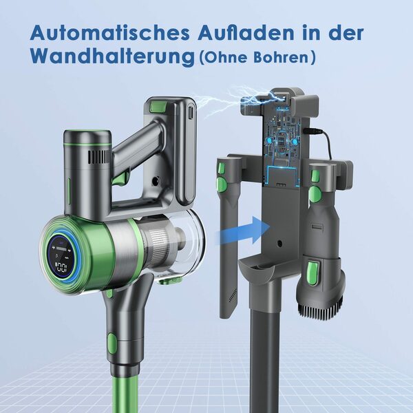 Bild 3 von oyajia Akku-Hand-und Stielstaubsauger Smart 6 in 1 Kabellos Akkusauger 25,9V Ladestation & Halterung 2-in-1, 265,00 W, beutellos, 25kPA mit 50 Min. Laufzeit für Hartboden, Teppich, Tierhaare