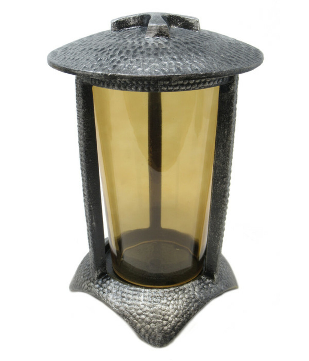 Bild 1 von Moll Grablampe, Guss/Glas, silber, ca. H20 cm