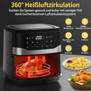 Bild 2 von EUARY Heißluftfritteuse 7L XXL Air Fryer Ohne Öl Fritteuse Heizluft LED-Touchscreen Edelstahl, 1800,00 W, Airfryer Einstellbare Zeit/Temperaturregelung für Luftbraten, Braten