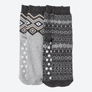 Damen-ABS-Socken im Norweger-Style, 2er-Pack