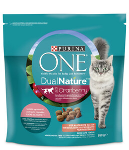 PURINA ONE® Trockenfutter für Katzen DualNature, Adult, Cranberry & Lachs, 650 g