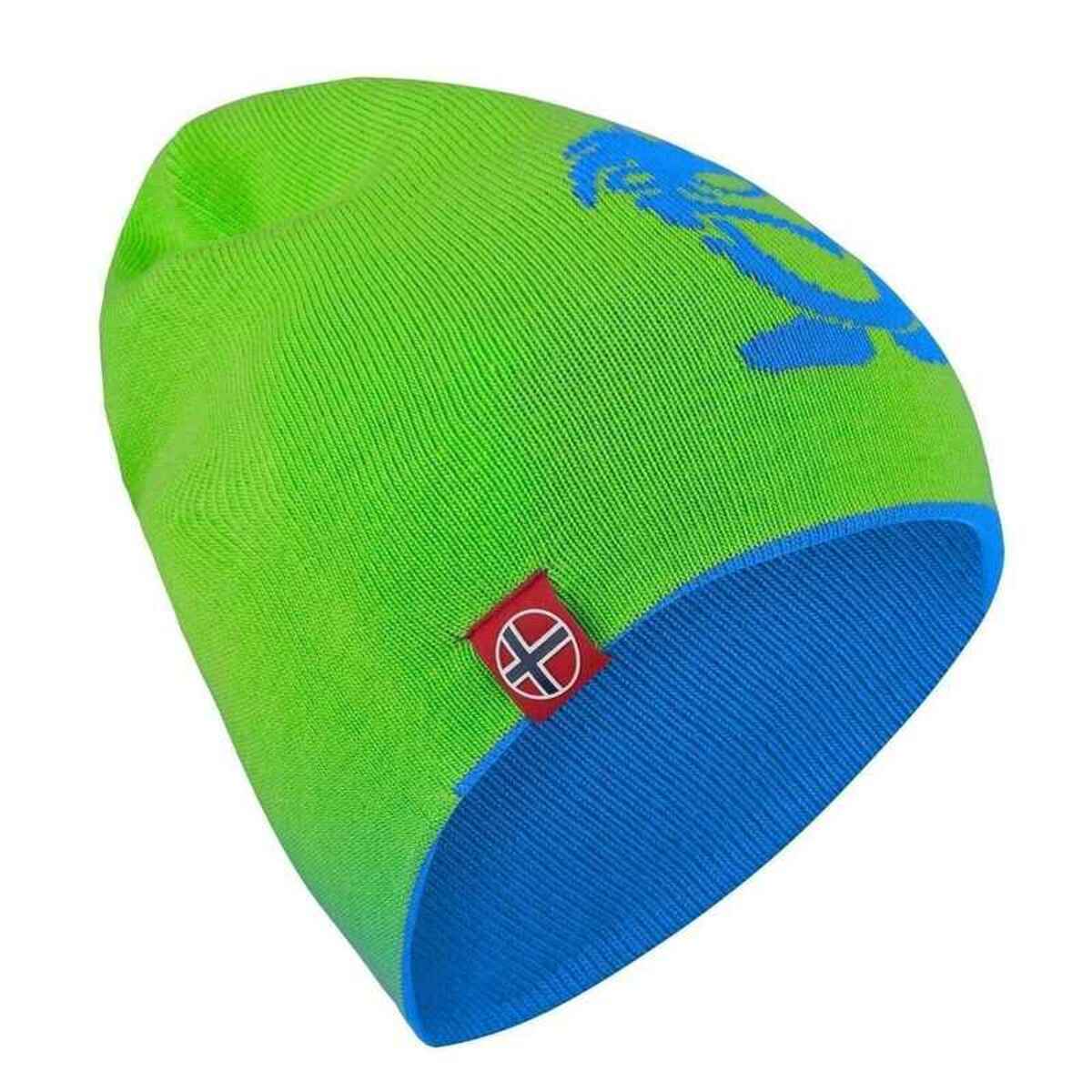 Bild 1 von Kinder Wollmütze Troll (lang) Mittelblau / Hellgrün