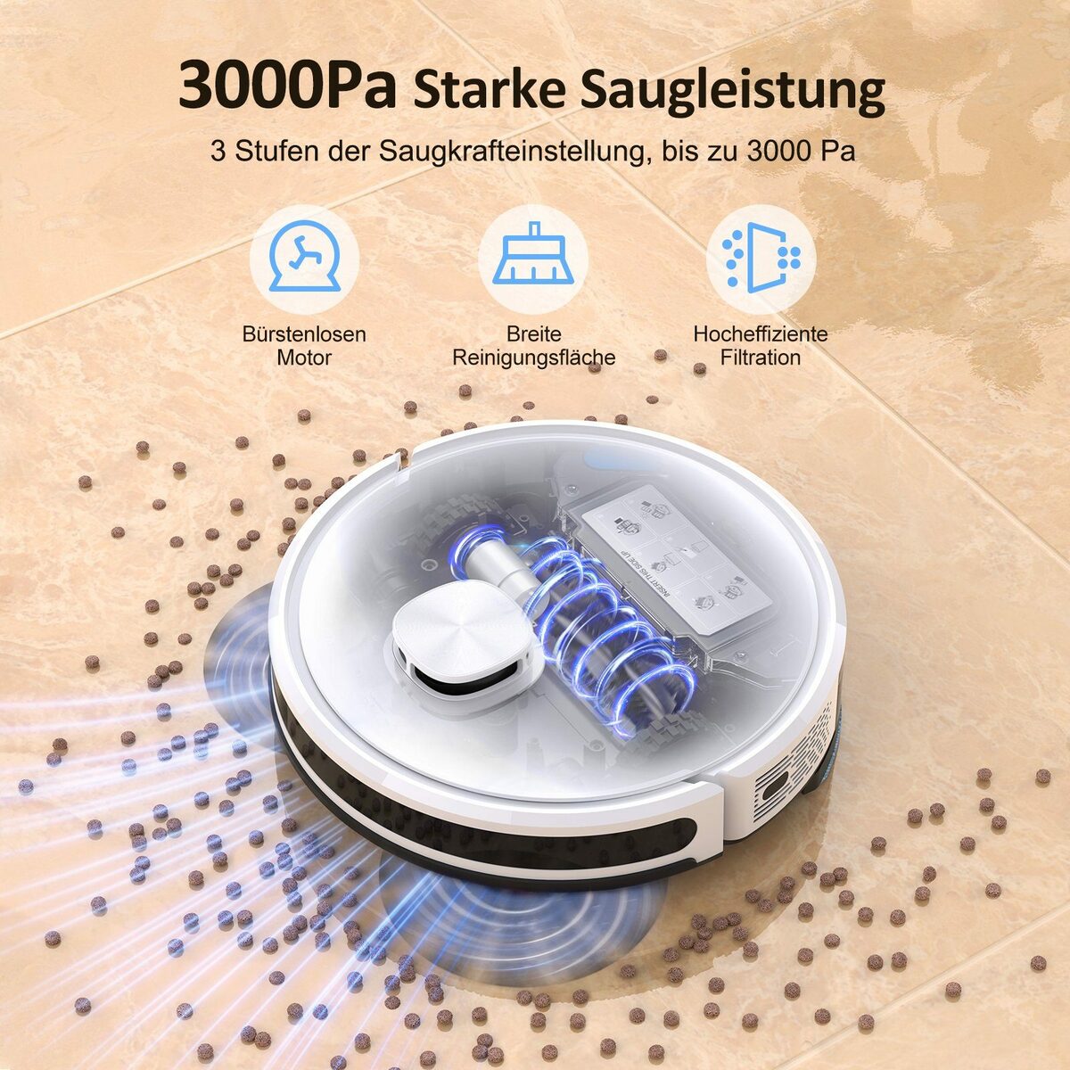 Bild 4 von oyajia Nass-Trocken-Saugroboter LDS 9.0 LiDAR Lasernavigation mit Wischfunktion, 42 W, beutellos, 10 No-Go-Zonen