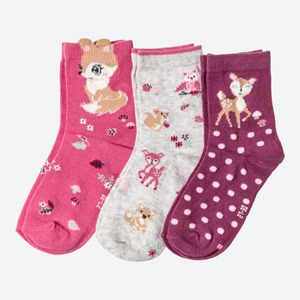 Kinder-Mädchen-Socken mit 3D-Details, 3er-Pack
