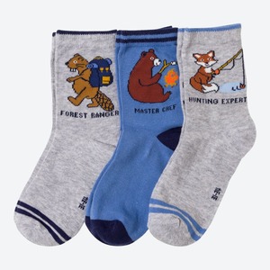Kinder-Jungen-Socken mit unterschiedlichen Motiven, 3er-Pack