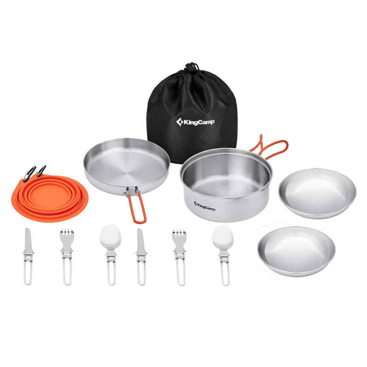 Bild 1 von KINGCAMP Camping Kochset Adventurer I Pro Koch Geschirr Set Stahl Topf Pfanne