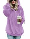 Bild 1 von iWoo Hoodie Damen Kapuzenpullover Teddy-Fleece Pullover Herbst Winter Warm Oberteil Langarm Einfarbig Casual Sweatshirt