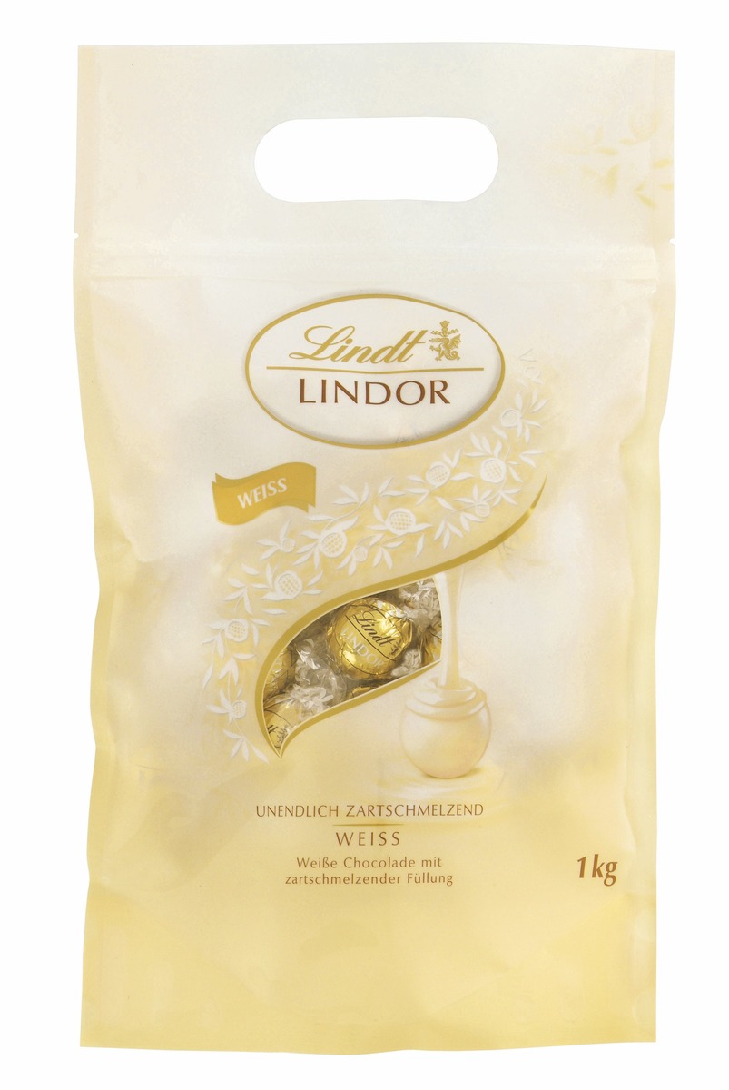 Bild 1 von LINDOR Schokoladenkugel Beutel Weiß 80 x 12,5 g (1 kg)