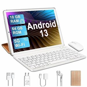 YESTEL Tablet 10 Zoll Android 13, 10GB RAM+64GB ROM (Erweiterbar auf 1TB), 5G Wi-Fi Tablet mit Tastatur und Maus, Octa-Core, Bluetooth 5.0, 6000mAh