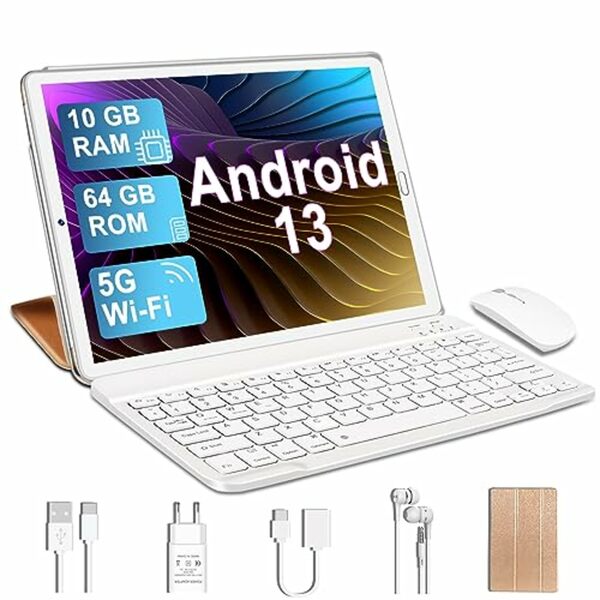 Bild 1 von YESTEL Tablet 10 Zoll Android 13, 10GB RAM+64GB ROM (Erweiterbar auf 1TB), 5G Wi-Fi Tablet mit Tastatur und Maus, Octa-Core, Bluetooth 5.0, 6000mAh