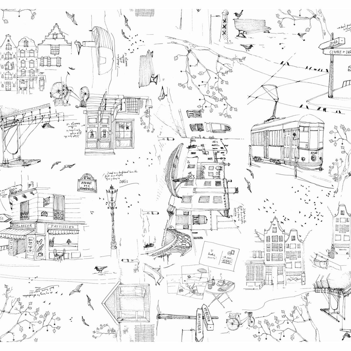 Bild 1 von d-c-fix Tischdecke Riva Schwarz-Weiß 140 cm Meterware